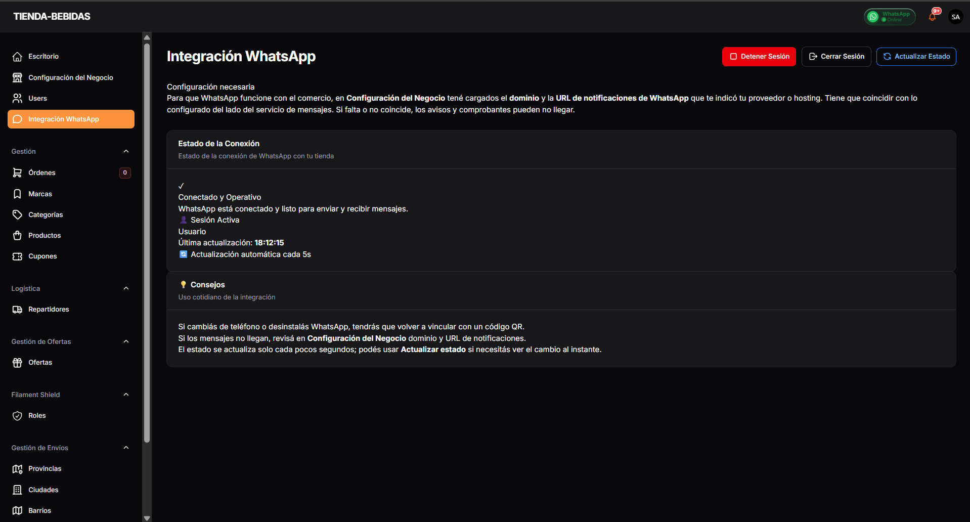 Integración WhatsApp